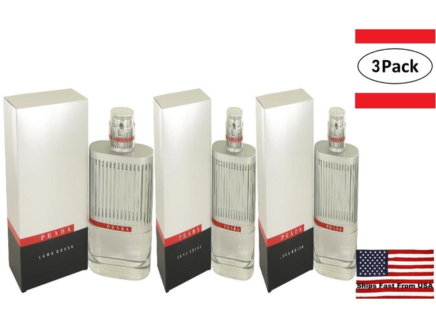 3 Pack Prada Luna Rossa by Prada Eau De Toilette Spray 5 oz for Men