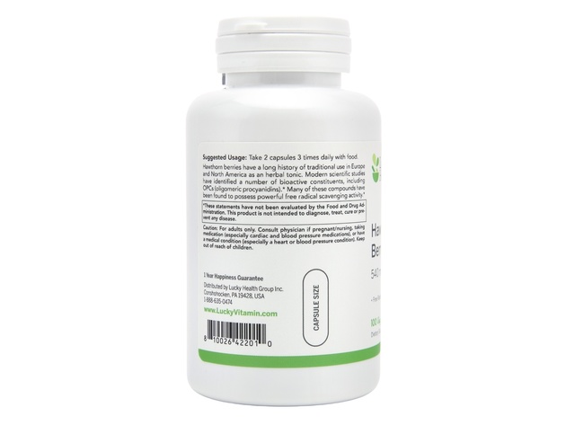 LuckyHerbs - Hawthorn Berry 540 mg. - 100 Veg Capsules