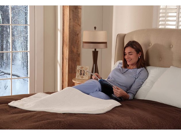 Serta Ultra Soft MicroPlush Electric Heated Foot Warming Pad Ivory - Ivory  | Joyus