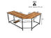 Costway L-Shaped Computer Desk Corner Workstation Study Gaming Table Home Office - Brown