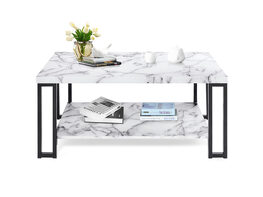 Costway Accent Coffee Table Modern Living Room Furniture Metal Frame w/Lower Shelf 