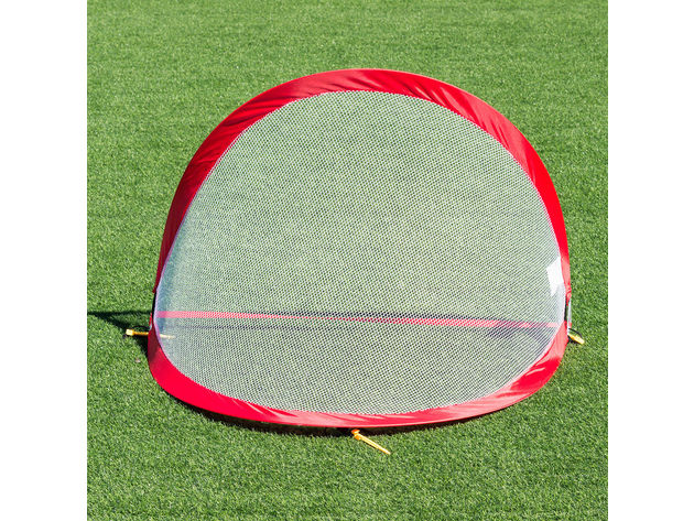 Goplus Set of 2 Portable 4' Pop-Up Soccer Goals Set For Backyard w Carrying Bag 6 Cones Red