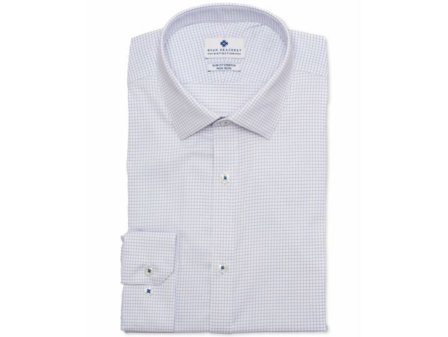 Ryan Seacrest Distinction Men's Tech Slim Fit Spread Collar Dress Shirt Size 16x32-33