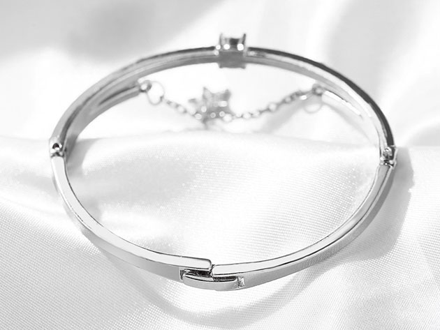 White Pav'e Celestial Bangle (Silver Plated)