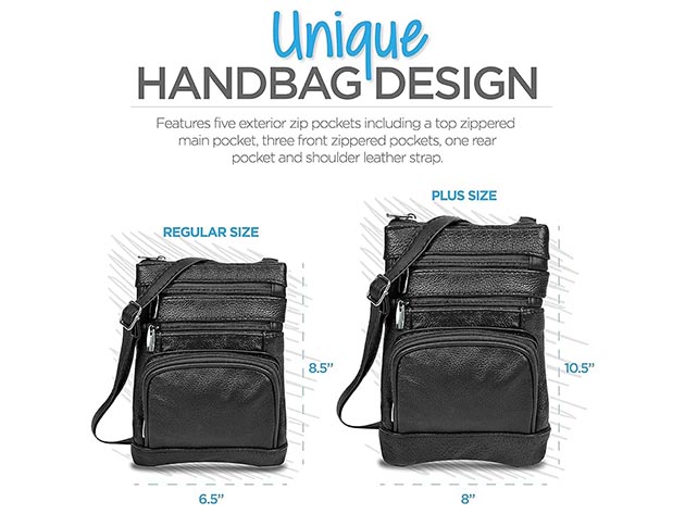 Krediz Leather Crossbody Bag for Women (X-Large/Black)
