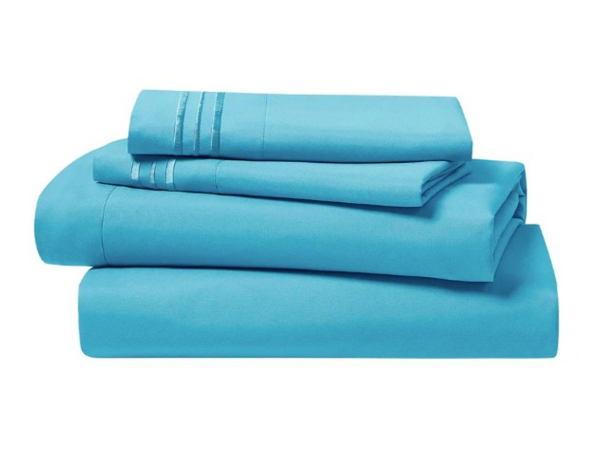 The Luxe 4-Piece Microfiber Bed Sheet Set (Blue/Queen)