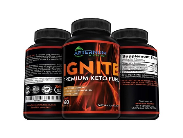 Aeternum Nutrition Ignite Premium Keto Fuel - Helps Increase Energy and Supports Metabolism, NON-GMO, 60 Capsules Dietary Supplement