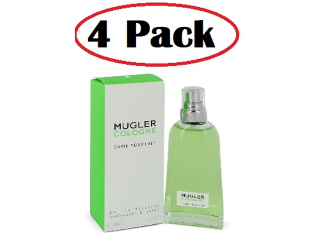 4 Pack of Mugler Come Together by Thierry Mugler Eau De Toilette Spray (Unisex) 3.3 oz
