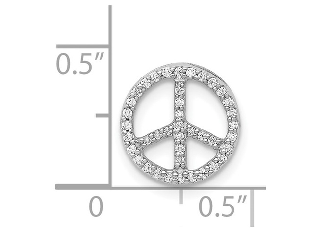 14K White Gold Peace Sign Pendant Necklace with Diamonds and Chain