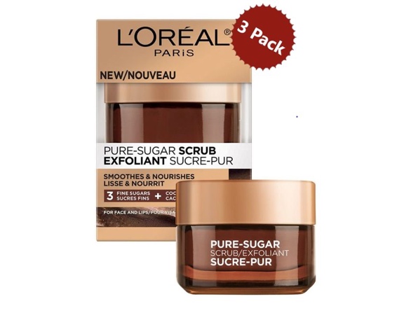 3-PACK L'Oréal Paris Pure Sugar Face and Lip Scrub with Coco to Nourish and Soften, 1.7 oz. each (5.1 oz.)