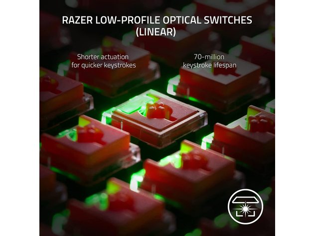 Razer DeathStalker V2 Pro Wireless TKL Linear Red Optical Switch RGB Keyboard (Refurbished)