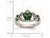 Claddagh Ring in Stainless Steel with Green Heart CZ - 8