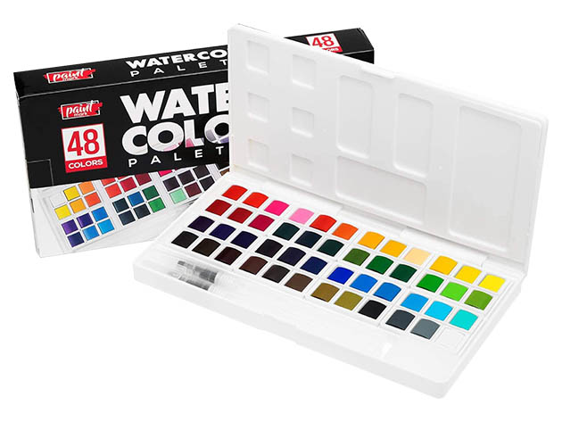 Paint Mark 48-Watercolor Paint Set with 2 Blending Brush Pens