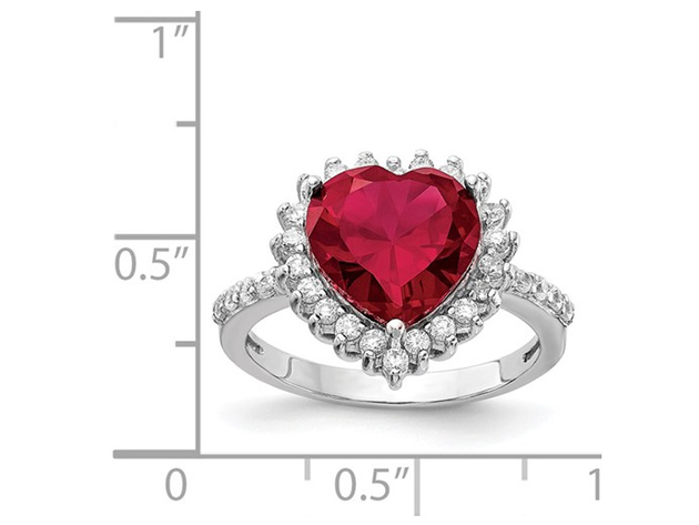 Lab Created 3.50 Carat (ctw) Ruby Heart Ring in Sterling Silver - 8