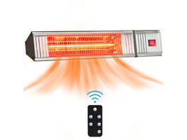 Costway 1500W Infrared Patio Heater w/ Remote Control & 24H Timer for Indoor Outdoor - Silver