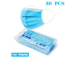 50 PCS Thick 3-Layer Breathable Non-woven Fabric Disposable Face Mask - Blue + White
