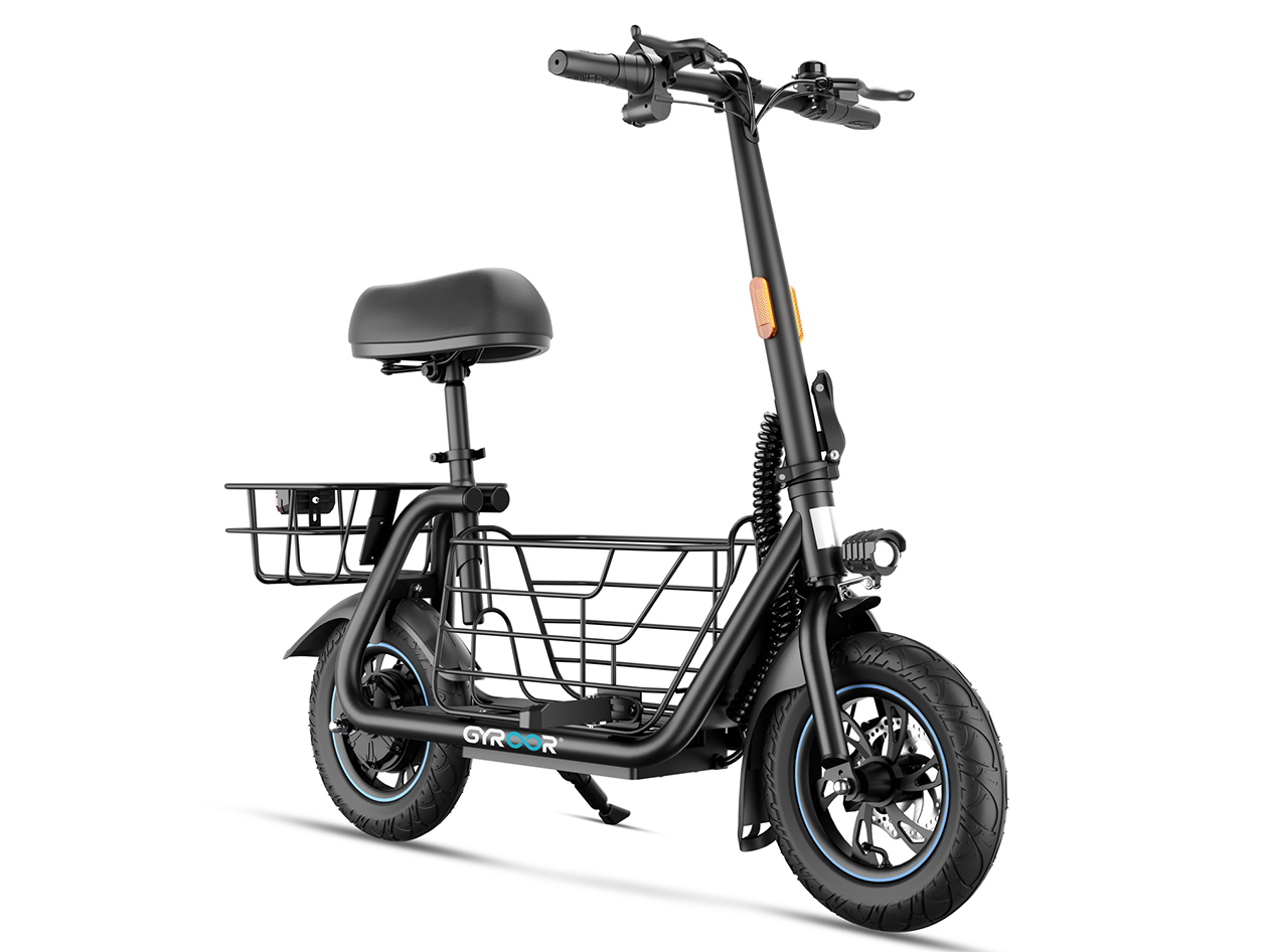 Gyroor C1S Electric Scooter with Removable Front & Back Basket