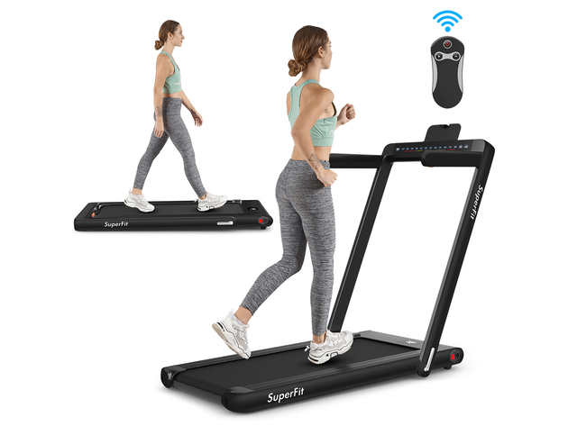 2.25HP 2-in-1 Folding Treadmill Walking Running Machine with LCD Monitor & BT 