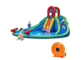 Costway Inflatable Bounce House Water Splash Pool Dual Slide Climbing Wall