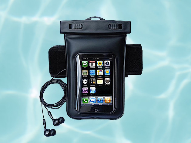 Waterproof Smartphone Bag With Music Out Jack + Waterproof Headphones