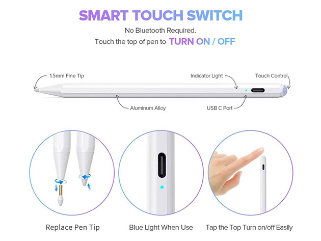 Stylus Pen for iPad with Palm Rejection & Fast Charge