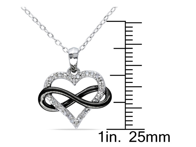 1/10 Carat (ctw I2-I3) Diamond Heart Pendant Necklace in Sterling Silver with Chain