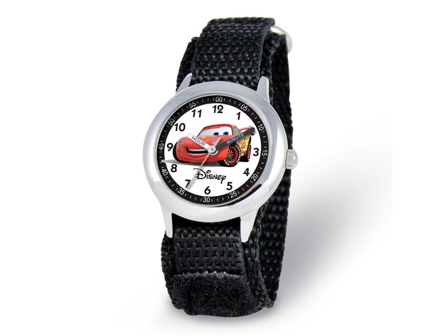 Disney Boys Cars Lightning McQueen Black Strap Time Teacher Watch