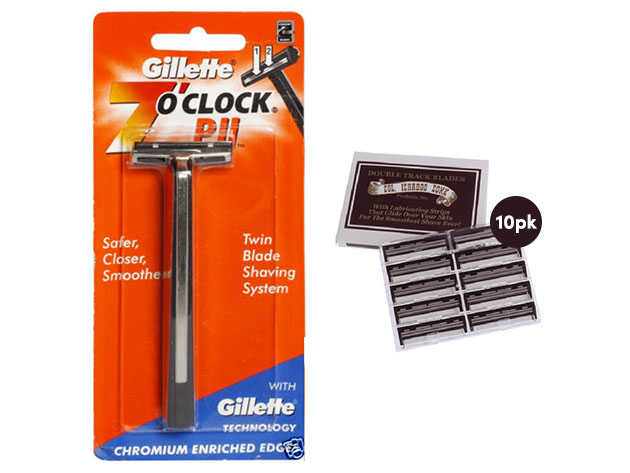 Gillette 7 O'Clock PII Trac II Razor + Col. Ichabod Conk Trac II 10-Count Blade Cartridges (10-Pack)