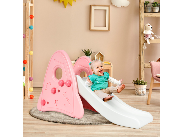 Costway Freestanding Baby Slide Indoor First Play Climber Slide Set for Boys Girls Pink\Blue\Gray - Pink