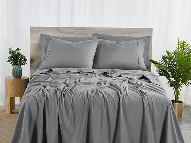 Bamboo 2000 Count 6-Piece Sheet Set with SnugGrip (Gray/Twin XL)