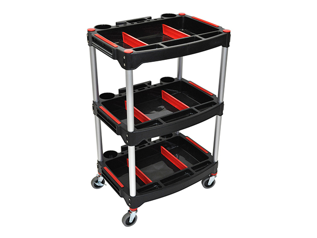 Luxor Mc-3 Tool 3 Shelf Storage Plastic Rolling Utility Mechanics Cart Red Black for sale online 