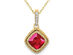 2/5 Carat (ctw) Natural Ruby Pendant Necklace in 14K Yellow Gold with Diamonds and Chain