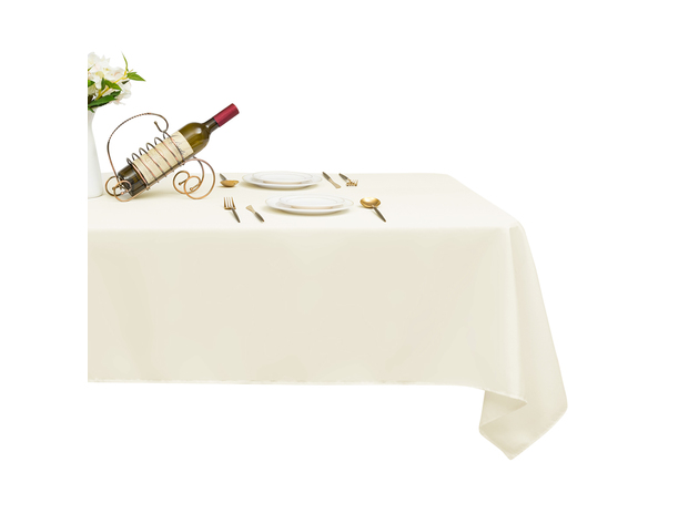 Costway 10 PCS 90'' x 156'' Rectangle Polyester Tablecloth For Home Wedding Restaurant Party - Ivory