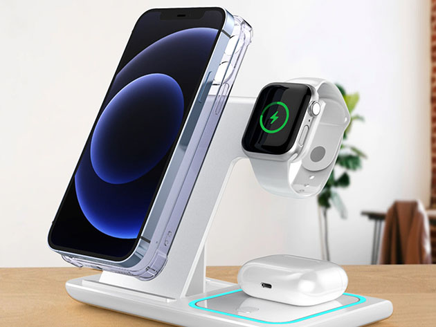 3-in-1 Adjustable Wireless Charging Stand (White)