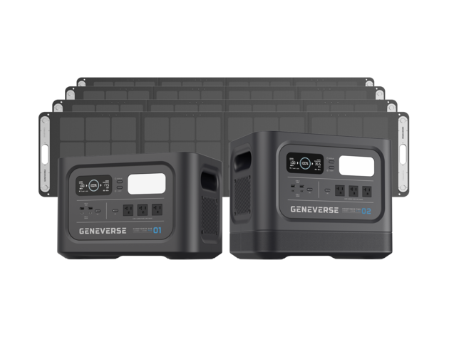 HomePower PRO Solar Generator ONE PRO + TWO PRO + 4 Solar Panels (800W) - 2-4 People