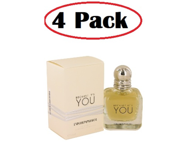 4 Pack of Because It's You by Giorgio Armani Eau De Parfum Spray 1.7 oz
