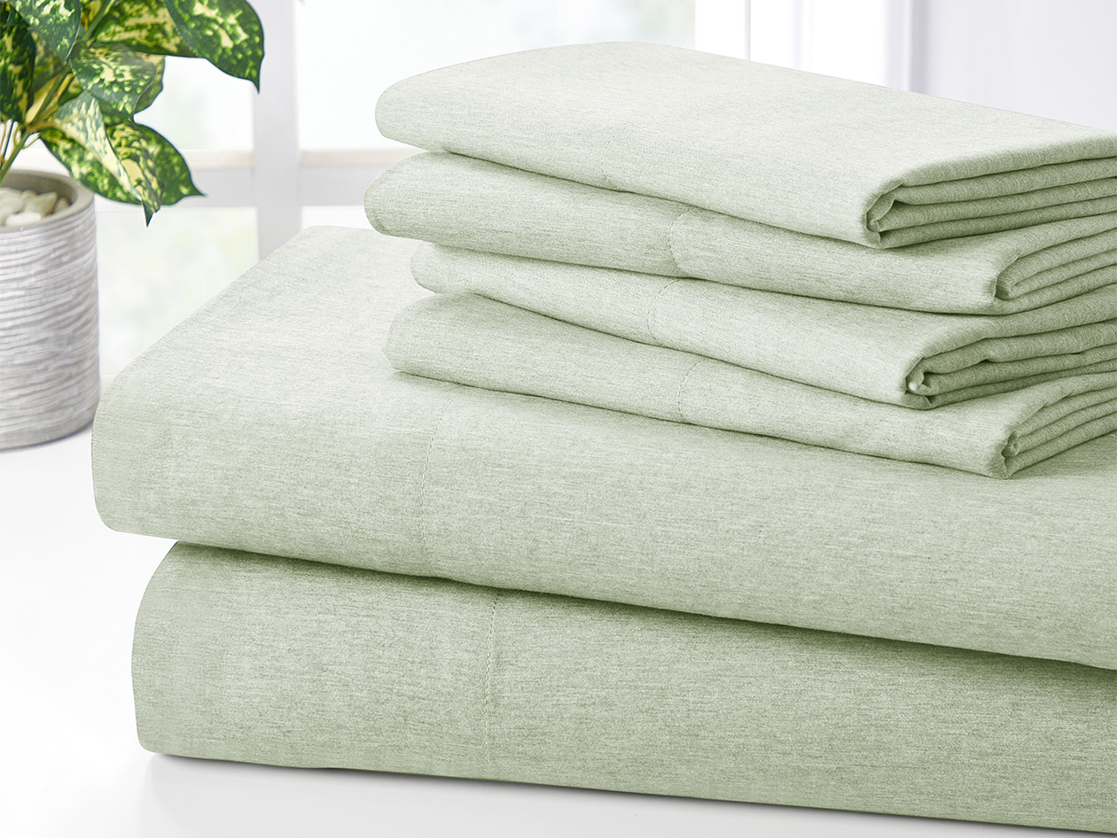 Bamboo Blend Chambray Sheet Set (Sage/Queen)