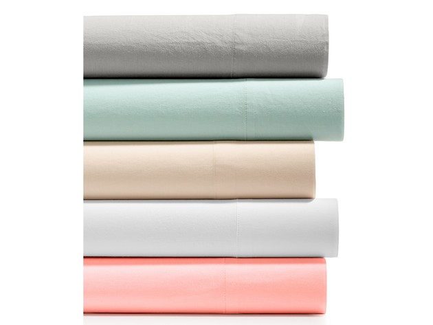 Martha Stewart Collection Whim Vintage Wash Four Piece All Cotton, 200 Thread Count Sheet Set, King, Pink