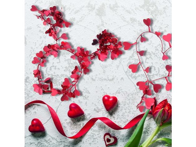 Homvare Heart Wire Garland 25 Feet for Valentine's Day Party Wedding Supply Home Decorations - Red - 1 Pack
