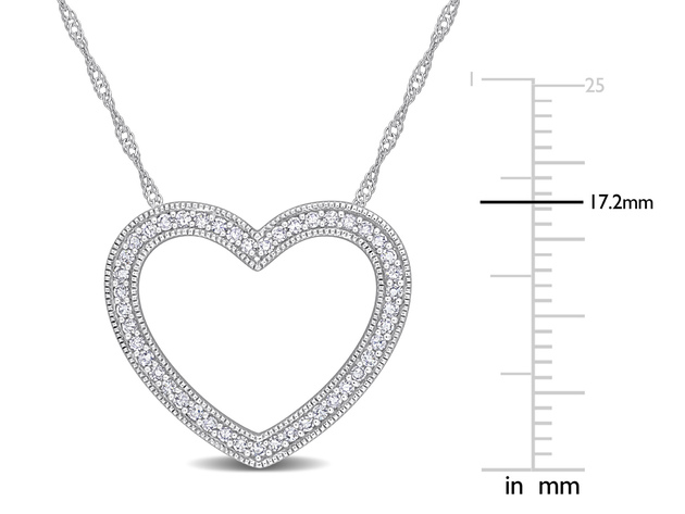 1/4 Carat (ctw I1-I2) Diamond Heart Pendant Necklace in 10K White Gold with Chain