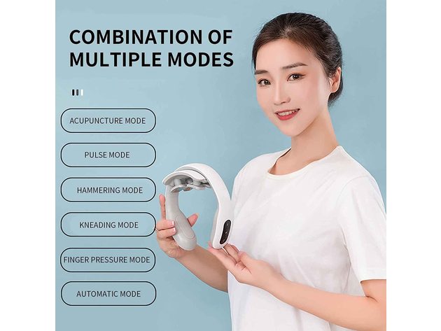 Intelligent 4D Electric Pulse Neck & 6 Modes 15 Levels Portable Cordless Deep Tissue Trigger Point Massager