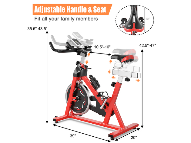 Goplus Stationary Indoor Fitness Cycling Bik w/ LCD Monitor Red - Black/Red