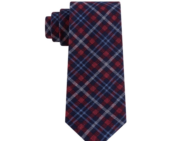 Tommy Hilfiger Men's Boston Classic Plaid Tie Red Size Regular