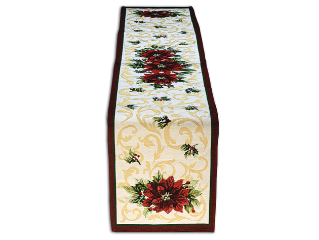 Homvare Christmas Table Full Length Runner for Holiday Dinner, Parties, Home Décor Woven Tapestry 13”x72” - Red