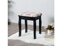 Costway Vanity Wood Stool Padded Chair Makeup Piano Seat - Black