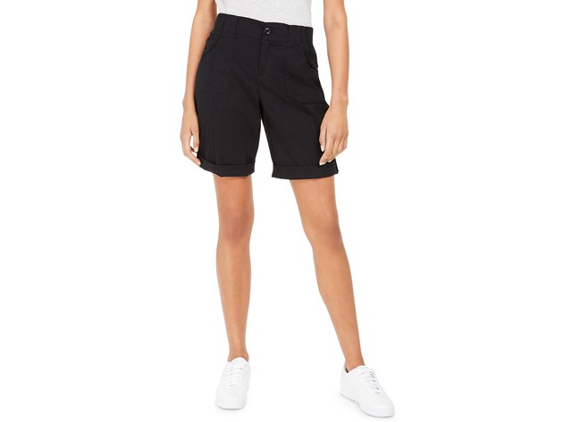 Style & Co Women's Roll-Tab Bermuda Shorts Black Size 4