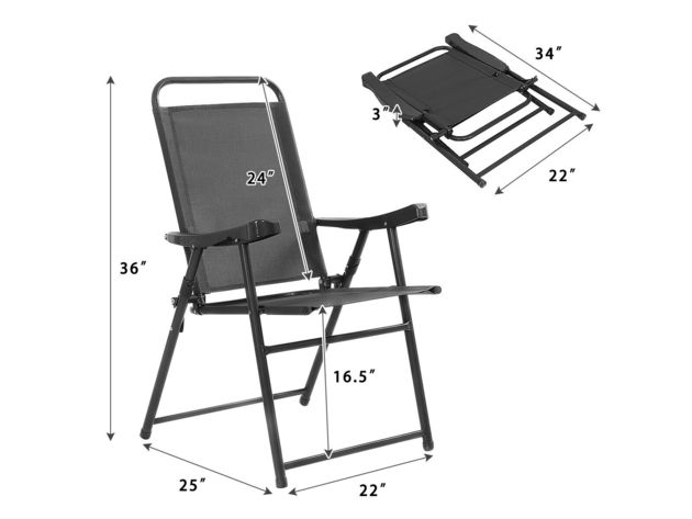 Costway Set Of 4 Folding Sling Chairs Patio Furniture Camping Pool Beach With Armrest 