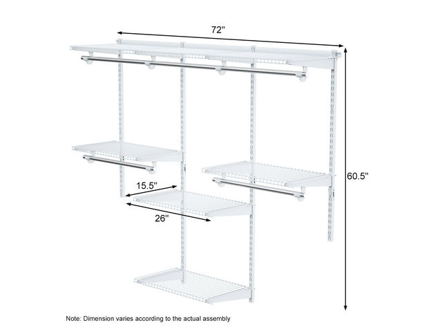 Costway Wall Mounted Adjustable Closet Organizer Custom Metal Closet - White