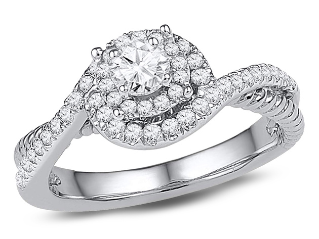 3/8 Carat (ctw Color H-I Clarity I1-I2) Diamond Engagement Infinity Ring in 10K White Gold 