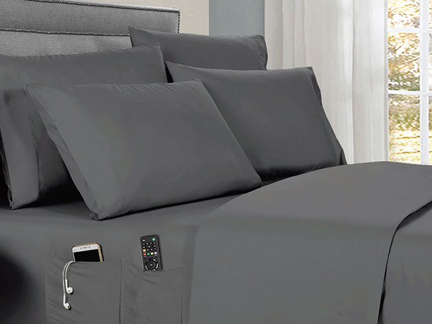 Kathy Ireland 6-Piece Smart Sheet Set (Grey)